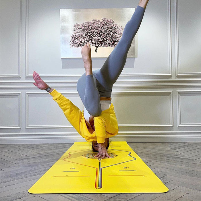 4mm Thick Printing Infinity PU Rubber Yoga Mat Alignment System Warrior Like Grip Non Slip Eco Friendly Liforme Style Rubber Mat
