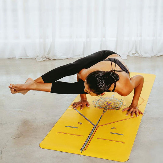 4mm Thick Printing Infinity PU Rubber Yoga Mat Alignment System Warrior Like Grip Non Slip Eco Friendly Liforme Style Rubber Mat
